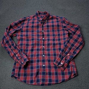 J. Crew Slim Button Shirt Long Sleeve Check Red Mens Size M Medium